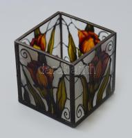 Kovácsai Gabriella festett mécsestartó, jelzett, hibátlan, m: 7,5 cm