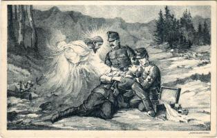 Spende für arme Soldaten. Senefelder Graz / sebesült első világháborús katona, adomány / WWI Austro-Hungarian military, injured soldier mith medics, donation for poor soldiers (EK)