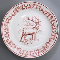 Zsolnay 24 részes 6 személyes vadászmintás étkészlet. Jelzett, teljes, jó állapotban, 1 tál alján le...