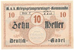 Osztrák-Magyar Monarchia / Deutsch Gabel (Jablonné v Podjestsdí) Hadifogolytábor ~1914-1918. 10h "F 775" szárazpecséttel T:UNC,AU Austro-Hungarian Monarchy / Deutsch Gabel (Jablonné v Podjestsdí) POW camp ~1914-1918. 10 Heller "F 775" with embossed stamp C:UNC,AU