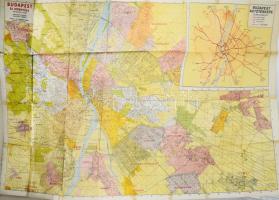 cca 1945 Valentiny Károly: Budapest és környékének térképe, 1 : 25.000, (rajta Budapest autótérképe,...