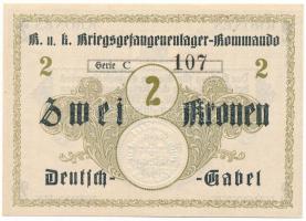 Osztrák-Magyar Monarchia / Deutsch Gabel (Jablonné v Podjestsdí) Hadifogolytábor ~1914-1918. 2K "C 107" szárazpecséttel T:UNC,AU Austro-Hungarian Monarchy / Deutsch Gabel (Jablonné v Podjestsdí) POW camp ~1914-1918. 2 Krone "C 107" with embossed stamp C:UNC,AU