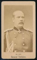 cca 1880 Eduard Totleben (Franz Eduard Graf von Tottleben / Eduárd Ivánovich Totlében) (1818-1884) német származású hadmérnök, az Orosz Császári Hadsereg tábornoka, vizitkártya, 10x6 cm // cca 1880 Eduard Totleben (Franz Eduard Graf von Tottleben / Eduárd Ivánovich Totlében) (1818-1884) German military engineer, general of the Imperial Russian Army, cdv photo, 10x6 cm