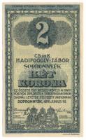 1916. Sopronnyék / Hadifogolytábor 1916. június 16. 2K arab sorozat- és sorszámmal "5 0232" T:AU, kis szakadás Hungary / Sopronnyék / POW camp 1916.06.16. 2 Krone with arabic series- and serial number "5 0232" C:AU, small tear Adamo HHP1.5