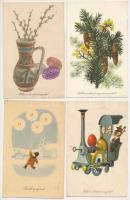 24 db MODERN magyar üdvözlő képeslap vegyes minőségben (Képzőművészeti Alap) / 24 modern Hungarian greeting art postcards in mixed quality