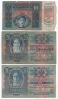 1902. 1000K + 1912. 100K + 1913. 20K (2xklf: I. és II. kiadás) + 1914. 50K + 1915. 10K mindegyik pir...