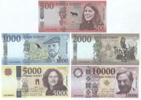 2018. "Soros pénz" 500Ft + 1000Ft + 2000Ft + 5000Ft + 10.000Ft fantázia bankjegy T:UNC,XF