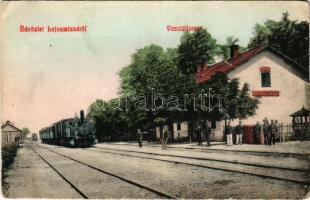 1910 Lajosmizse, vasútállomás, gőzmozdony. Berente Gy. és fia kiadása (Rb)