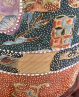 Monumentális, japán, Satsuma jellegű porcelán lámpatest, jelzés nélkül, elektromos része javításra s...