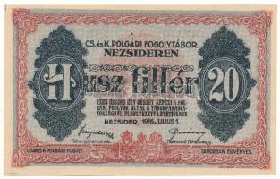 1916. Nezsider / Hadifogolytábor 1916. 20f római sorozat- és arab sorszámmal "XXVIII 0986", "MS" jelzéssel T:UNC,AU Hungary / Nezsider / POW Camp 01.07.1916. 20 Heller with Roman series- and Arabic serial number "XXVIII 0986", with "MS" prefix C:UNC,AU Adamo HHE-1.2.3