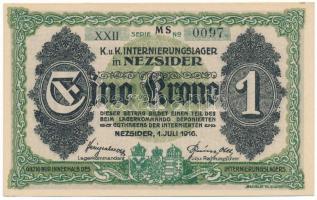 1916. Nezsider / Hadifogolytábor 1916. 1K római sorozat- és arab sorszámmal "XXII 0097", &...