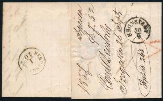 1857 9kr levélen, továbbküldve / on redirected cover "SZEGEDIN" - Kronstadt - Hermanstadt