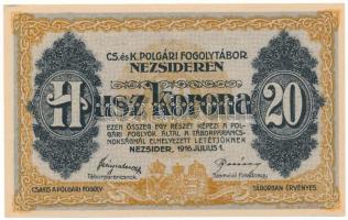 Nezsider / Hadifogolytábor 1916. 20K római sorozat- és arab sorszámmal "VII 0383", "MS" jelzéssel T:UNC,AU / Hungary / Nezsider (Neusiedl am See) / POW Camp 01.07.1916. 20 Kronen with Roman series- and Arabic serial number "VII 0383", with "MS" prefix C:UNC,AU Adamo HHE-1.5.3