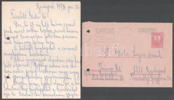 1974 Bp., Károsy Pál helytörténész, temetőkutató levél és borítékja