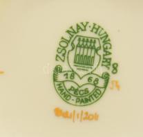 Zsolnay pillangó mintás bonbonier, jelzett, hibátlan, 7,5x7,5 cm