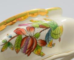 Herendi Viktória mintás bonbonier eper fogóval. Jelzett, hibátlan, 14x9 cm