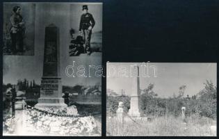 Lebstück Mária (1830-1892) honvéd huszár főhadnagy síremlékéről készült fotó és fotómontázs másolata, 2 db, 6×9 és 10,5×8 cm