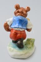 Herendi mézet cipelő medve, kézzel festett, jelzett, hibátlan, m: 13,5 cm