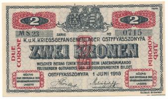 1916. Ostffyasszonyfa / Hadifogolytábor 1916. június 1. 2K arab sorozat- és sorszámmal "23 0715...
