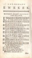 Szent David kiralynak és profetanak szaz ötven 'soltari. A' Frantzia Nótáknak és Verseknek módjokra, Magyar Versekre fordíttattak és rendeltettek Szentzi Molnar Albert által. (1794). [Utrecht] [Ultrajektomban, 1794.] [Altheer Janos által] [3]-365 + [15] p. A nemzeti nyelvű protestáns istentiszteleteknek már a XVI. századtól részévé vált a zsoltárok gyülekezeti éneklése. A Zsoltárok könyve 150 zsoltárát Európa-szerte francia reformátorok - Theodore de Béze és Clément Marot - éneklés céljára átalakított zsoltár-parafrázisaiban énekelték. Szenczi Molnár Albert (1574-1634) református lelkész, műfordító, zsoltárfordító külföldi iskolázása idején ismerkedett meg a francia dallammenetekre épülő genfi zsoltárokkal. A tudós műfordító jórészt a genfi zsoltárok német fordítása alapján dolgozott, munkáját hat hónap alatt, 1606 szeptemberében fejezte be, genfi zsoltárkönyve pedig először "Psalterium Ungaricum: Szent David Kiralynac es Prophetanac Szaz oetven Soltari" címen jelent meg (Hernborn, 1606). A református gyülekezeti éneklés céljaira kiadott, kottákkal ellátott énekeskönyv számos újrakiadást élt meg, későbbi kiadásaihoz pedig rendre csatlakozott 8-10 magyar szerzőjű, szintén kottával ellátott gyülekezeti ének (közöttük Szenczi Molnár saját éneke 'Minden-nemü háborúság ellen' címmel). Kottákkal ellátott kötetünkben a 150 zsoltárt 10 magyar könyörgés követi, majd a szintén Szenczi Molnár Albert által fordított Heidelbergi kátéból való személyes hálaadások és könyörgések szövege zárja a kötetet. Oldalszámozáson belül néhány fametszetű könyvdísszel. Kiválóan olvasható, éles kontúrú, utrechti kiadásból származó példányunkból hiányzik a címlap, illetve az utolsó nyomtatott levél, ezt leszámítva kötetünk teljes. Az előzéken 1797-ből származó tulajdonosi könyvjegy: 'Vajkó Juliánnáé, 1797', valamint tulajdonosi sort alkotó tulajdonosi bejegyzések. Az enyhén rozsdafoltos első előzék fűzése meglazult, a belív néhány levelén apró, halvány foltosság. Aranyozott, festett, enyhén sérült, kissé kopott korabeli pergamenkötésben, aranyozott festésű lapszélekkel. Jó példány.
