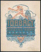 1913 Jobbágy Gyógyszertárak reklám terv. Jelzett litográfia. 16x12 cm