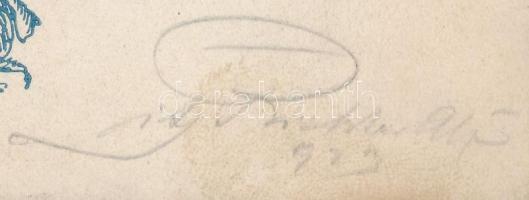 1913 Jobbágy Gyógyszertárak reklám terv. Jelzett litográfia. 16x12 cm