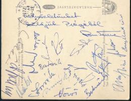 1972 A Ferencváros labdarúgócsapat tagjai által aláírt képeslap Prágából: Bartosik, Vörös, Som Feren...