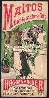ca 1910 Haggenmacher Maltos sör számolócédula  ca 1910 Beer calculation sheet