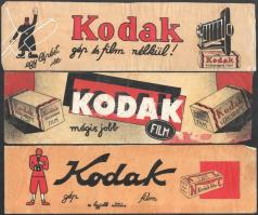 ca 1930 3 db Kodak reklám plakát, szalag 32x9 cm