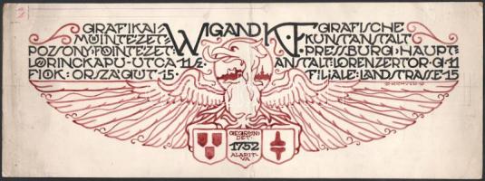 Richter Aurél (1870 - 1957): Wigand K. grafikai műintézet, Pozsony, szecessziós reklámlap terv 1919....