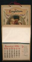 1913 The Longfellow színes litho illusztrációval díszített falinaptár, karton, kissé sérült, a januá...