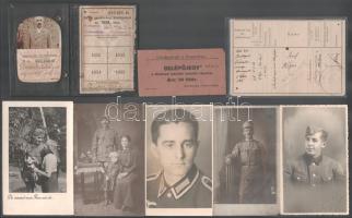 cca 1900-1945 Vegyes katonai témájú fotó és papírrégiség tétel, összesen 17 db