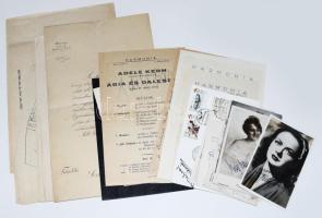 Vegyes aláírás tétel: színészek-színésznők, sportolók, zenészek, stb. aláírásai fotón, nyomtatványokon, FDC-n, stb., összesen kb. 20 db, átnézendő, érdekes anyag!