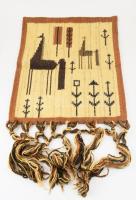 Németh Éva (1930-2019) textilművész: Kétlovas falitextil. Hibátlan, 58x52 cm