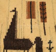 Németh Éva (1930-2019) textilművész: Kétlovas falitextil. Hibátlan, 58x52 cm