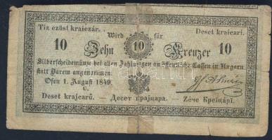 1849. 10kr "Almássy" T:III ragasztott