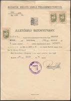 1948 Budafok, Zakariás József (1924-1971) olimpiai bajnok labdarúgó, edző nevére kiállított illetőségi bizonyítvány