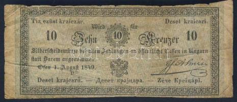 1849. 10kr "Almássy" T:III ragasztott