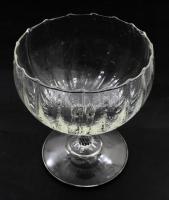 Antik kézzel készült talpas kínáló bordás testtel, hibátlan, d: 17 cm, m: 18 cm