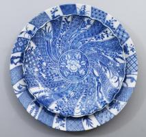 cca 1900 Kínai export porcelán egyszemélyes reggeliző szett, csésze alátéttel és desszertes tányér.J...