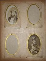 cca 1870-1880 Régi, dekoratív bőrkötésű fotóalbum, benne összesen 25 db keményhátú fotóval (vizitkár...