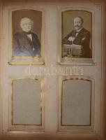 cca 1870-1880 Régi, dekoratív bőrkötésű fotóalbum, benne összesen 25 db keményhátú fotóval (vizitkár...