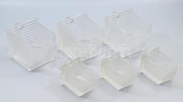 6 darab antik fűszertartó üvegfiók, h: 12-19 cm