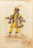 Olvashatatlan jelzéssel, feltehetően XVIII. sz. v. XIX. sz. eleji festő: Gazdag nemes portréja (magyar főúr?). Akvarell, papír. Üvegezett fakeretben. 29x20 cm