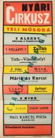 ca 1950 Cirkusz plakát 26x70 cm Hajtva