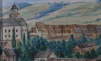 Jelzés nélkül, XVIII sz. v. XIX. sz. eleji festő: Mittelwalde látképe (Szilézia, Schlesien, Poland)....