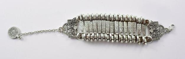 Ezüstözött oszmán motívumos karkötő, h: max. 21 cm