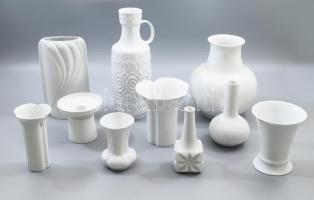 10 darab vintage német fehérmázas design váza, klf tervezőktől és márkáktól, közte Arzberg, Royal, s...