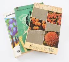 3 darab mezőgazdasági témájú könyv: Erdélyi-Tengerdi: Permetezés porozás + Vetőmag árjegyzék 1962 + Dr. Papp János - Dr. Tamási János: Gyümölcsösök talajművelése és tápanyagellátása.