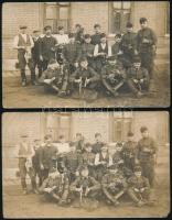 cca 1920-1930 Katonákat és lovászokat ábrázoló fotók, 4 db, közte csoportkép "Vegyesdandár átme...